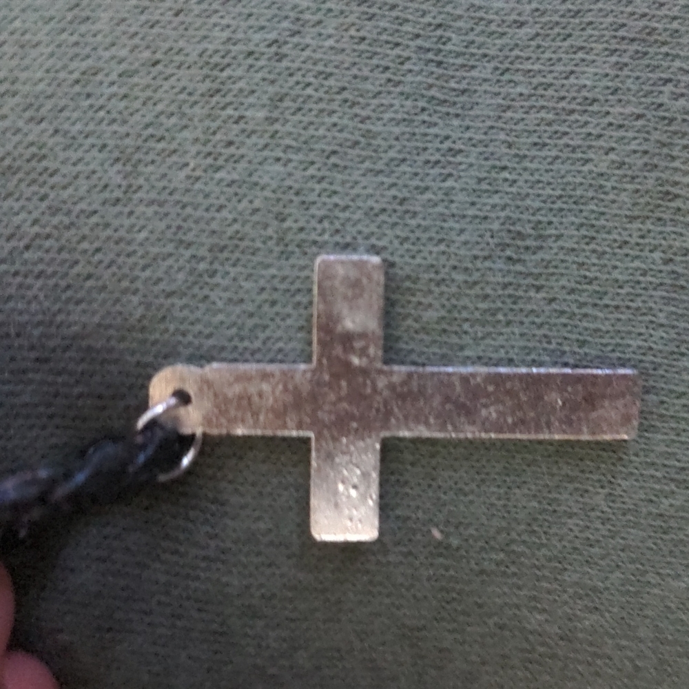 HOMEMADE RUBY & DIAMOND ROPE BRAIDED CROSS NECKLACE - Picture 4 of 4